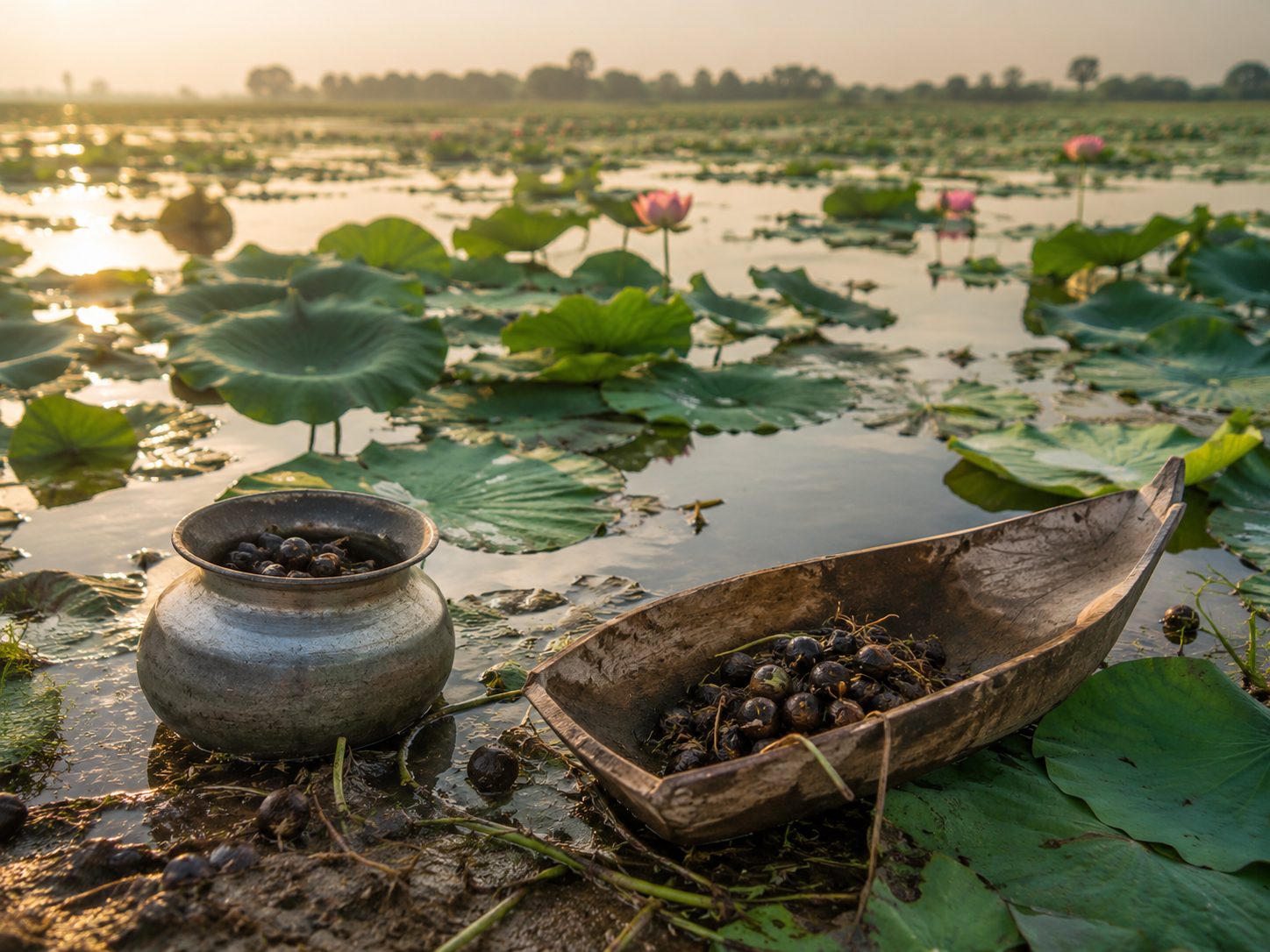 Makhana collection and handling